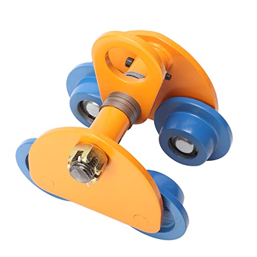 Myoyay 2 Ton /4400 Lbs Peach-Shaped Trolley Manual Trolley Heavy Duty I Beam Trolley Plain Trolley Push Beam Track Roller Trolley Crane Lift Dual Wheels Garage Hoist For Straight Curved I Beam #TOP5