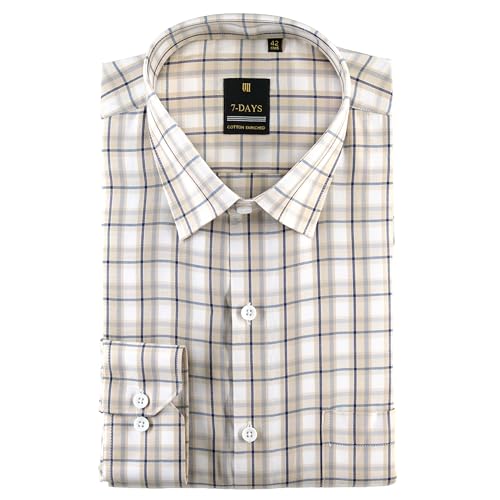 Image of 7-DAYS Men's Premium Checks Formal Shirt - Cotton Rich, Regular Fit, Full Sleeve, with Pocket, Wrinkle Resistant - Stylish Office & Everyday Wear.