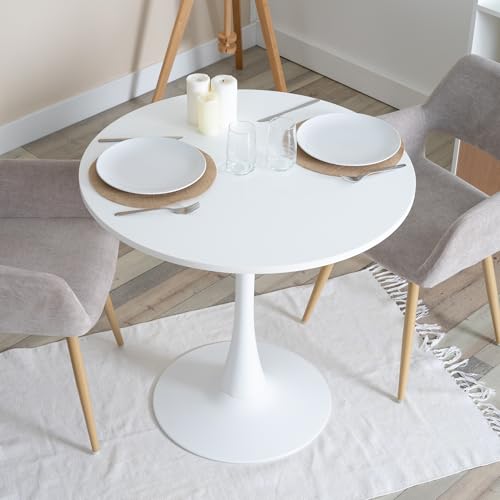 Meuble Cosy Table à Manger Ronde pour 2-4 Personnes, Table de Cuisine Scandinave avec Pieds en...