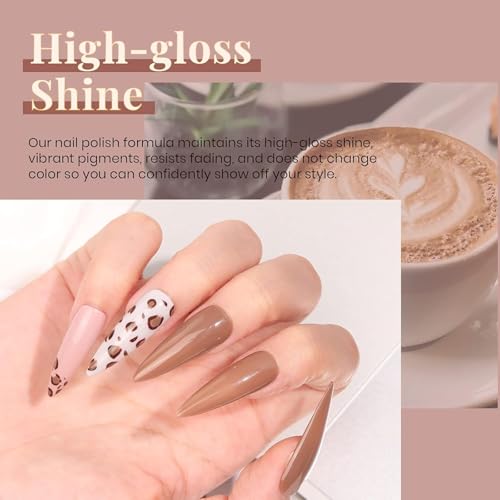 Beetles Neutral Gel Polish Set - Nude Pink Brown Neutral White Colors 6 Colors Gel Nail Polish Set for Nail Art Manicure Soak Off Uv LED Nail Lamp Needed Gifts for Women Coffee Time