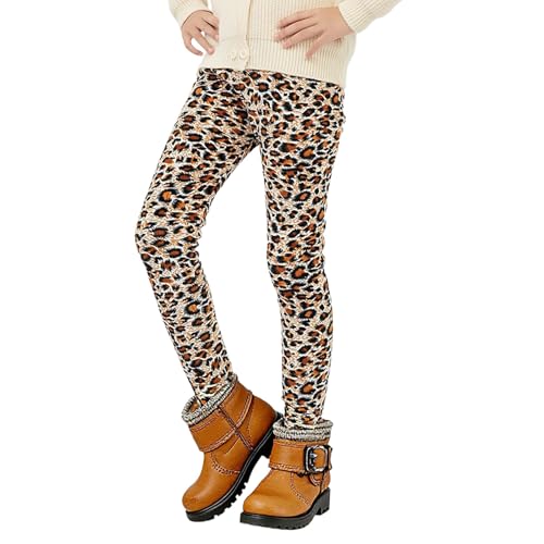 lozssnigzi Thermostrumpfhose Kinder, Thermoleggings Mädchen, Leo Gefütterte Leggings Winter Dicke Thermohose Sport Warme Hosen Fleece Winterhose Kinder Slim Lange Wollhose, 110-160