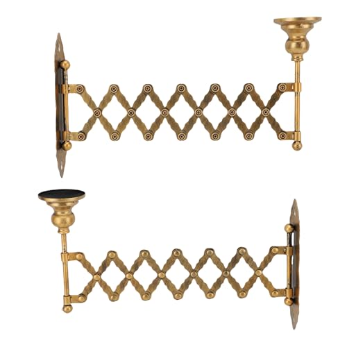 Candelabro de pared de metal vintage extensible para velas cónicas 5