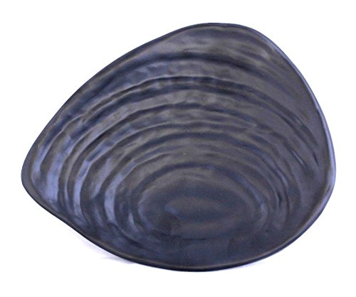 Lucky Star Melamine Plates Sushi Sashimi Tonkatsu Tempura Appetizer Platter Dishes Tray, 6-3/8" X 5-1/4", Irregular Shell-Liked, Black (120) #TOP2