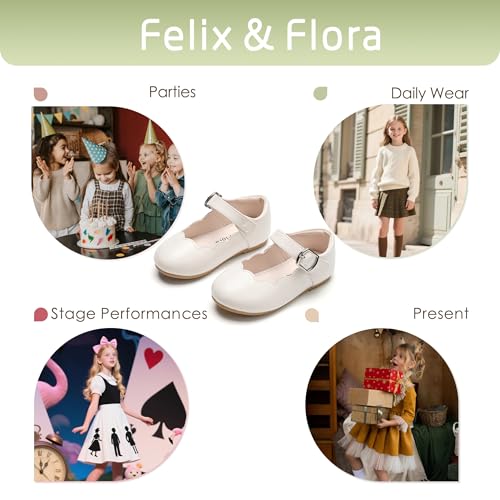 Image of Felix & Flora Toddler Flower Girl Dress Shoes - Baby Girl Ballet Mary Jane Flats for Party School Wedding