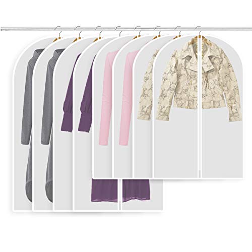 Rannymon Garment Bags,Garment Cover,Clear Garment Bags,Hanging Garment Bag, Dress Garment Bags for Storage Breathable Cover for Closet Clothes Storage-43   50  (8 Pack)