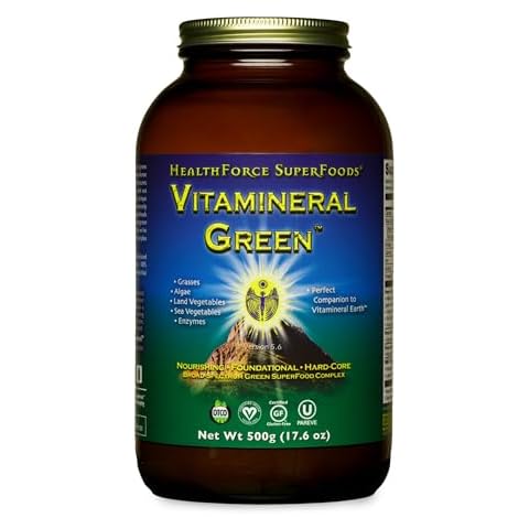 HealthForce SuperFoods Vitamineral Green - Mineral Supplement for Immune & Thyroid Support - Green Powder Supplement with Ingredients from The Land - Gluten-Free & Vegan - 500 Grams Cover