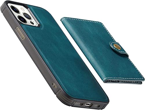Étui de protection iPhone 13 vintage en cuir PU avec support béquille antichoc bleu - 3