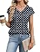 LOMON Silk Shirts for Women 2026 Fashion Navy Blue Polka Dot Tops for Women V Neck Cap Sleeve Summer Tops Business Casual M