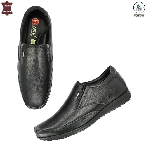 Image of Shoes Genuine Leather Comfortable Slip On Black Formal Shoes for Men | Office Uniform Dress Loafer Shoe for Office Bussiness Meeting - Black
