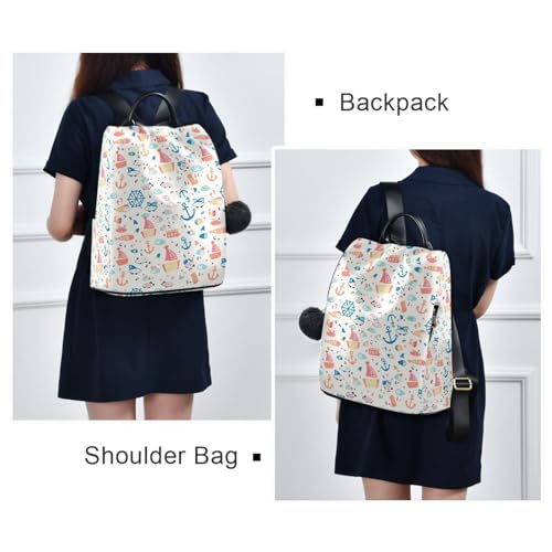 Mochila de barco para mujer multicolor antirrobo con pompon casual 7