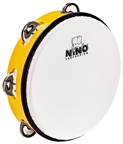 Nino Percussion Headed Tambourine Instrument - Musikinstrument für Kinder ab 5 Jahren - Durchmesser 8 Zoll - Kunststoff, Gelb (NINO51Y)