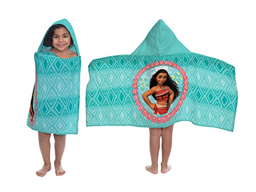 Image of Jay Franco Moana Cotton Hooded Cape Bath /Pool /Beach Towel, Teal | Super Soft Absorbent 3D Hood, Maui, Machine Washable Bath Beach Pool Travel (Officially Licensed Disney Product) Teal