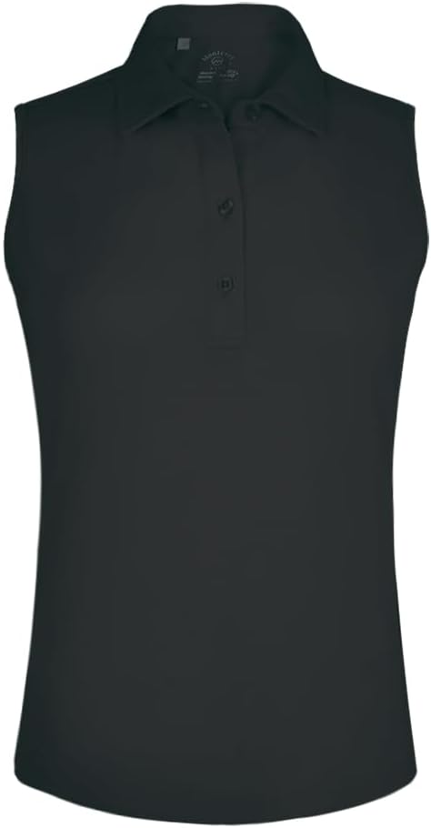 Monterey Club Women's Microfiber Tailored Collar Solid Sleeveless Polo Shirt #4063