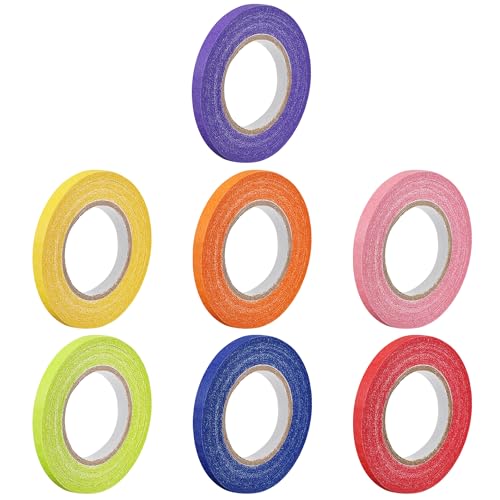 sourcing map Lot de 7 rouleaux de ruban de masquage pour peintre - 5 mm x 20 m - 7 couleurs