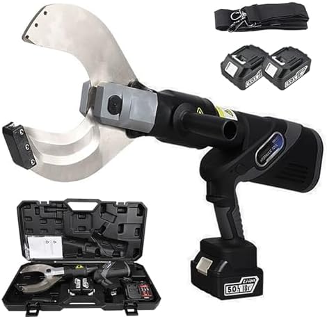 Cordless Electric Hydraulic Cable Cutter - Rechargeable Battery-Powered Wire Shears with Shoulder Straps & Toolbox, Ideal for Cutting Copper & Aluminum Cables (120mm)