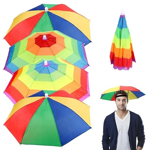 JSMTKJ 4 Piezas Sombrero de paraguas, Gorra de Paraguas Arcoíris, Plegable Sombreros de Paraguas de Pesca para Decoración, Traje, Golf, Ciclismo, Pesca, Jardinería | Ya disponible en tu tienda friki favorita! En mundofriki.es!