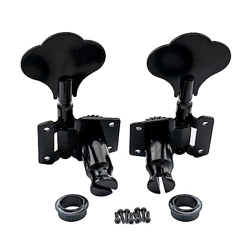 Image of Musiclily Basic 2R2L 24:1 Ratio Open Gear Machine Heads Tuners Tuning Pegs Keys with Clover Button for Ibanez Style Electric Bass, Black