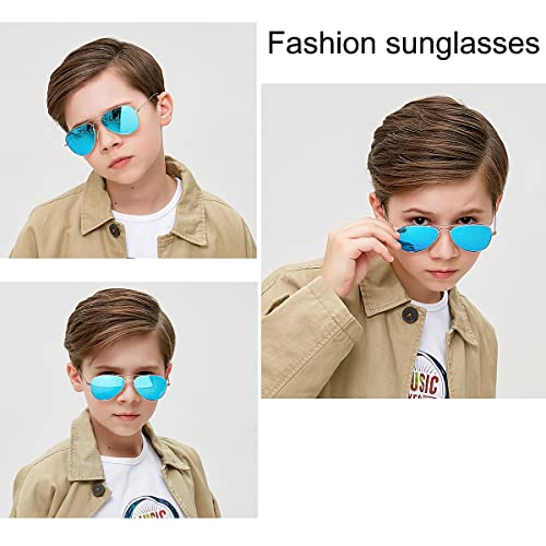 Nidovix Kids Polarized Aviator Sunglasses For Girls Boys Cool Toddler Sunglasses Age 2-9 100% Uv Protection 2 Pack (Gold/Grey + Silver/Blue Mirror) #TOP4