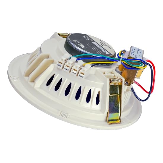 NEXT audiocom C6 Einbaulautsprecher ELA 100V, weiß, 6,5 Zoll, für Sprache und Musik in Geschäften, Schulen, Büros, Hotels und Restaurants, Flacher Grill, lackierbar