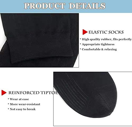Uaussi 10 Pairs Mens Ultra Thin Dress Socks Silk Sheer Business Socks Soft Nylon Work Trouser Sox Mid Calf