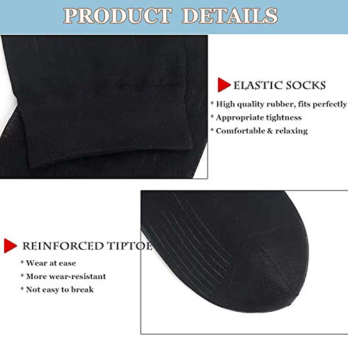 Uaussi 10 Pairs Mens Ultra Thin Dress Socks Silk Sheer Business Socks Soft Nylon Work Trouser Sox Mid Calf