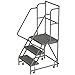 Tri-Arc KDSR103162-D2 3-Step 20" Deep Top Steel Rolling Industrial & Warehouse Ladder with Handrails, 16" Wide Grip Strut Tread