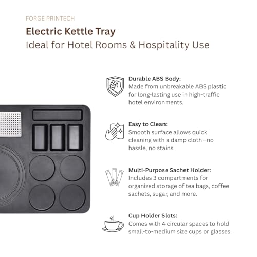 Image of FP ABS Plastic Kettle Tray for Hotel Room: Serve Sophistication | Hotel Room Tea Tray | Compatible with All Electric Kettle (1, Black)