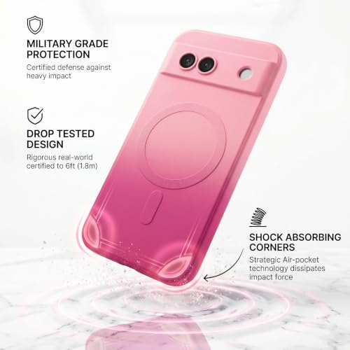 Image of amazon basics Gradient Mag-Safe Case for Google Pixel 8A | Soft Silicone Shockproof Cover with Camera Protection | Slim Lightweight Design | Smooth Touch & Durable - Light and Dark Pink