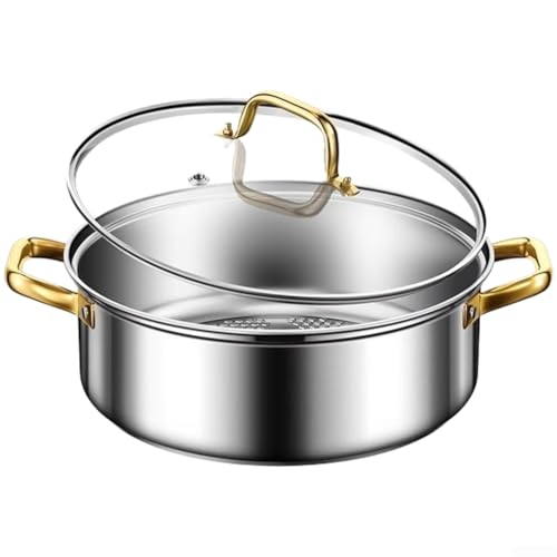 Pentola calda con motivo a squame di pesce, in acciaio inox, per 4-10 persone, design a doppio gusto, adatta per vari piani cottura, tra cui induzione a gas e cottura elettrica