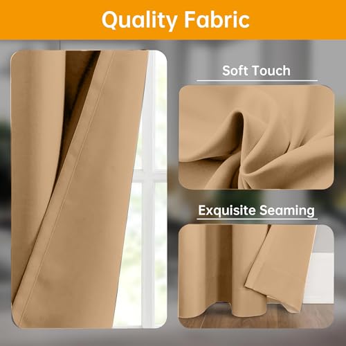 Room Divider Curtains Flexible Ceiling Tracks set Curtain track Ceiling Mount Blackout Curtain for Living Room Bedroom Ceiling Curtain Rod Privacy Dividers Panels W150 x H108 Khaki Drape & Black rail