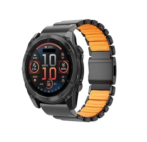26mm �����`�^���o���h�A�ɓK������Garmin Watch Enduro 3 /2 Fenix 8 7X Pro 51mm Fenix 6X Tactix 7 Pro �o���h�ɓK��(Black orange)