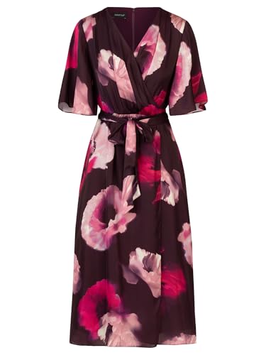 APART Fashion Apart Midi Satinkleid aus Mattschimmerndem Satin Vestido, Ciruela-Multicolor, 46 Mujeres