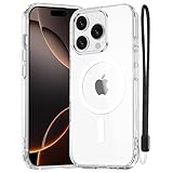 NEW'C Magnétique Coque pour iPhone 16 Pro Max (6,9 Pouces), Compatible avec MagSafe Antichoc Ultime avec Cordon – Magnétisme Puissant et Protection Militaire - Etui Fine - Transparent