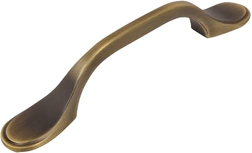 Cosmas® 9533BAB - Tirador con patas de latón cepillado antiguo para gabinete, 3 pulgadas (2.992 in)