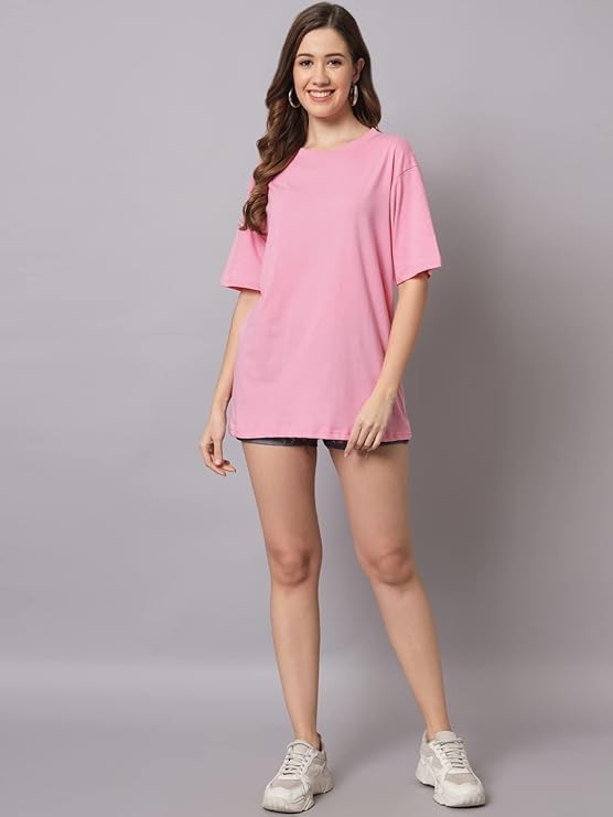 Image of FUNDAY FASHION Cotton Short Sleeve Oversized T-Shirt for Women (Pack of 2)