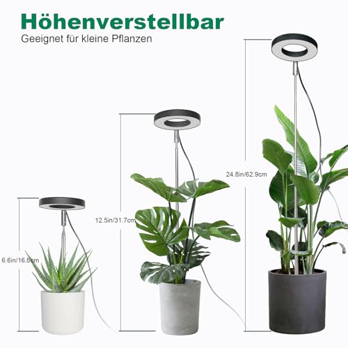 Qoolife Pflanzenlampe Led Vollspektrum, Grow Light für Zimmerpflanzen, Höhenverstellbare pflanzenlicht mit 3/9/12H Auto-Timer, 10 Helligkeits & 3 Lichter Modi, Ideal für Kleine Pflanzen (2 Stück)
