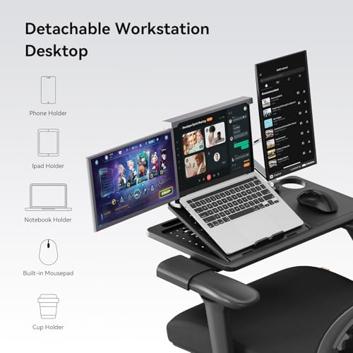 Image of Newtral Office Chair Ergonomic - Home Office Desk Chair, Big and Tall Office Chair, Auto-Following Lumbar Support for Back Pain, Adjustable Seat Depth and Height (No Foot Rest + Laptop Table, Black)