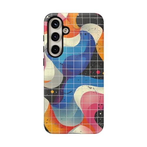 Coque Samsung S24 Plus multicolore rigide mate protection design abstrait ondulé