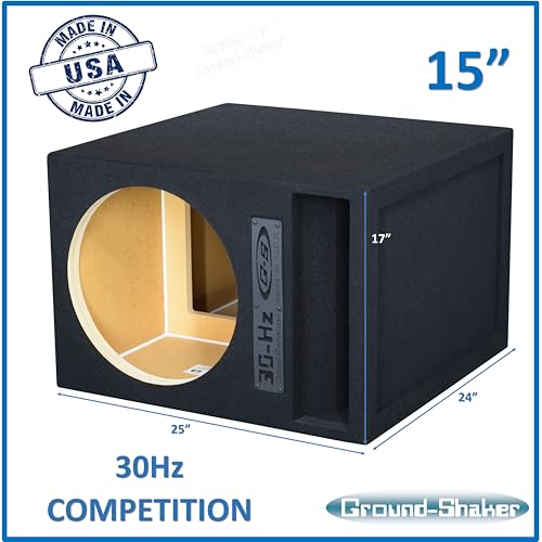 Image of 30HZ Reinforced Competition Single Ported Sub Box Sub Woofer Enclosure Speaker Box Car Audio Subwoofer Ground Shaker Box Ground-Shaker (Black, 15 inch)