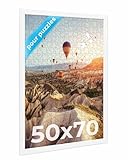 PHOTOLINI Cadre puzzle 50x70 blanc, cadre pour puzzle 50x70 en bois MDF avec...