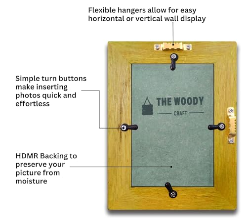 Image of 6x4 Photo Frame | Photo Frames for Wall Decor | Small picture Frame | Yellow Wood Frames for Wall | Best Gift for Friends & Family (4x6 inch, Yellow)