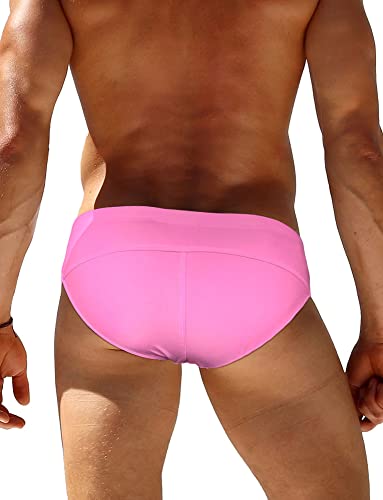 Men's Swimwear Briefs Swim Trunk Sexy Soft Triangle Thong Bikini Swimsuit Fashion Low Rise Bathing Suit Summer Beach Boardshorts Pink L #TOP3