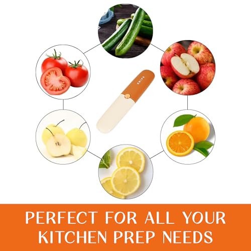 Image of TRUESOLE 2 in 1 Peeler Knife Set - Stainless Steel Foldable Travel Knife with Peeler, Compact & Lightweight, Portable Kitchen Tool for Fruits & Vegetables, Pocket Knife with Case Cover (Orange)
