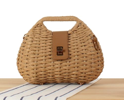 Summer Straw Bag for Women Hand-woven Crossbody Shoulder Bag Top Handle Handbag Small Tote Clutch Rattan Beach Purse3