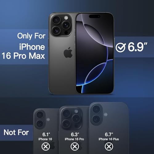 Image of Elzzi Magnetic Silicone Case Compatible with iPhone 16 Pro Max Case, Built-in Magnets, Soft Grip Silicone Mag-Safe Case, Shockproof Camera Protection Cover (Black)