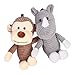 TOYANDONA 2 Pièces Mini Peluche Jouet Animal en Peluche Rhinocéros Et Singe Porte-Clés Poupée Mini Animaux en Peluche Peluche Sac Charmes De Voiture Ornement pour Porte-Clés Sac À Main