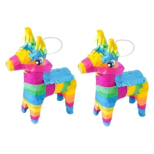 HAWILLOSCH 2piezas Piñata Mexicana De Burro Hecha Mano Para Fiestas Relleno De Dulces Y Juguetes Para Cumpleaños Y Celebraciones De Cinco De Mayo