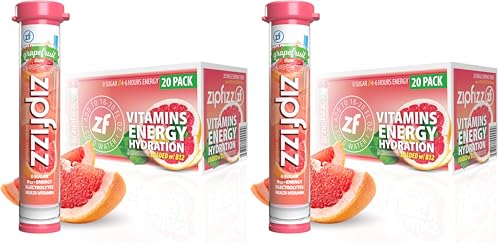 Image of Zipfizz Energy Drink Mix, Electrolyte Hydration Powder with B12 and Multi Vitamin, Pink Grapefruit, 20 Count (Pack of 2)
