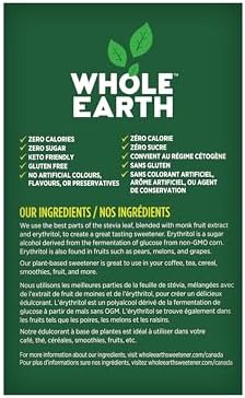 Whole Earth Sweetener Company Stevia & Monk Fruit Sweetener, Erythritol Sweetener, Sweet Leaf Stevia Packets, Sugar Substitute, Natural Sweetener, 80-Count - 2
