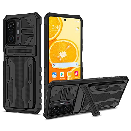 MOONCASE Case for Xiaomi Mi 11T / Mi 11T Pro, Double Layer Shockproof Anti-Slip Scratch Resistant Cover Hidden Card Holder Stand Case for Xiaomi 11T / Xiaomi 11T Pro 6.67